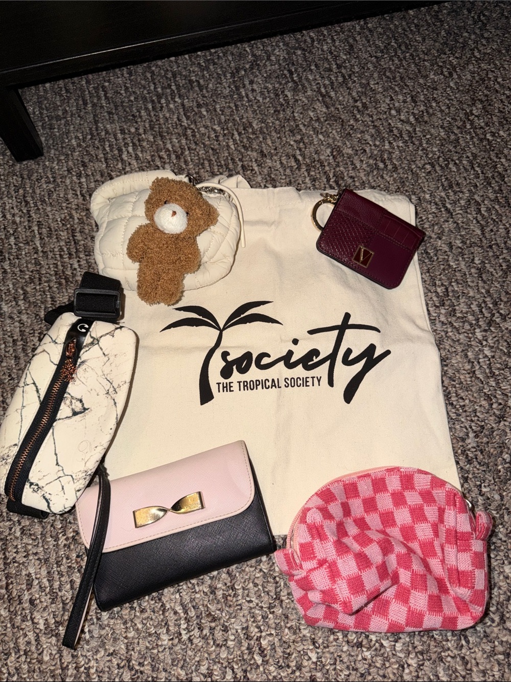 Victoria's Secret Pink and Black Bow Wristlet Wallet